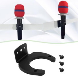 SG Store Microphone Holder 43 x 31 mm Microphone Wall Mount Clamp Wireless Microphone Wall Clamp with Screw Black Diameter 47.6 mm Pack of 2