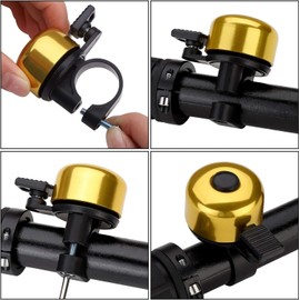 2 Pack Cute Mini Bicycle Bell - Crisp Loud Cycling Ring for Adults and Kids, Handlebars of Road Bike, Mountain Bike, Scooter (Yellow)