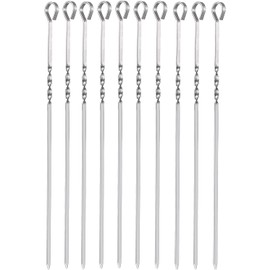 YIAGUN Skewers 10PCS Stainless Steel BBQ Grilling Skewers 30cm Reusable Skewers Dishwasher Safe Grill Tools for Outdoor Barbecues, Family Gatherings (10PCS)