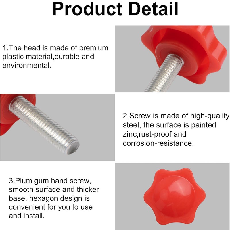 INCREWAY Thumb Screw, 8PCS M8*25mm Star Head Threaded Knurled Thumbscrew