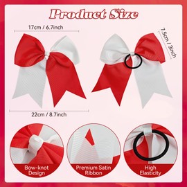 J.CARP Hair Bows Hair Ribbon, Bow Hair Ties, Ribbon Hair Bows for Women Girls Kids, Elastics Hair Scrunchies for Thick Thin Hair 4PCS Red&White