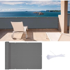 LOVE STORY Balcony Privacy Screen 100 x 300 cm with HDPE Fabric, Breathable Mesh Balcony Cladding with UV Protection and Cable Ties for Attachment, Anthracite
