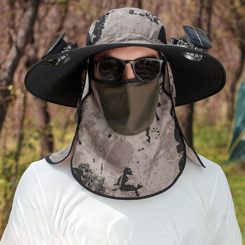 Wide Brim Solar Fan Hat Outdoor Fishing Sunscreen Quick Drying