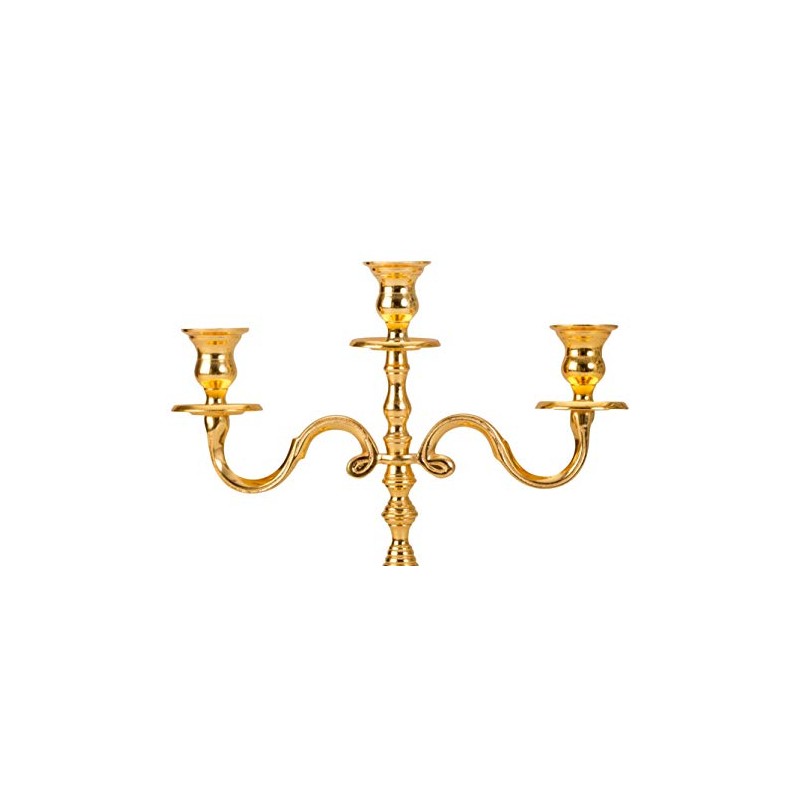 Candelabra 3-Arm Candelabra Metal Exterior Gold-Plated Height 31 cm Width