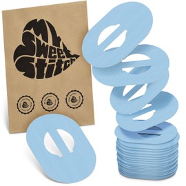 MySweetStitch - 25 x Enlite Guardian Plasters, Overpatch Diameter 80 x 65 mm, Inner (Bridge) Diameter 10 mm, Waterproof, Breathable, Skin-Friendly, Made in Germany, Ice Blue