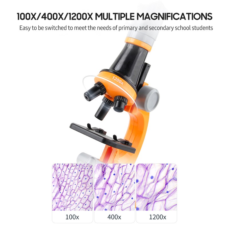 1200X Microscope Children Optical Microscope with LED Light Collection Bottles