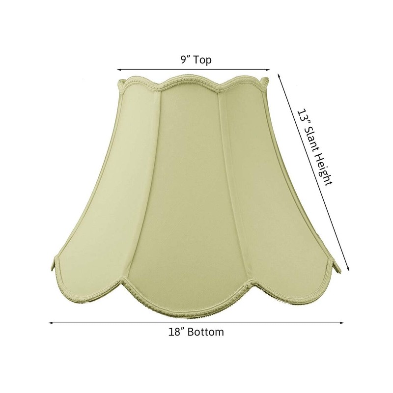 9x18x13 Scalloped Bell Lampshade Eggshell with Brass Spider fitter -