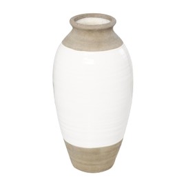 Deco 79 Ceramic Decorative Vase Centerpiece Vase with White Body, Flower Vase for Home Decoration 12" x 12" x 25", Gray
