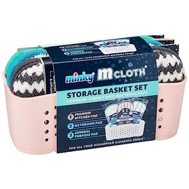 Minky Pink M Cloth Storage Basket Set