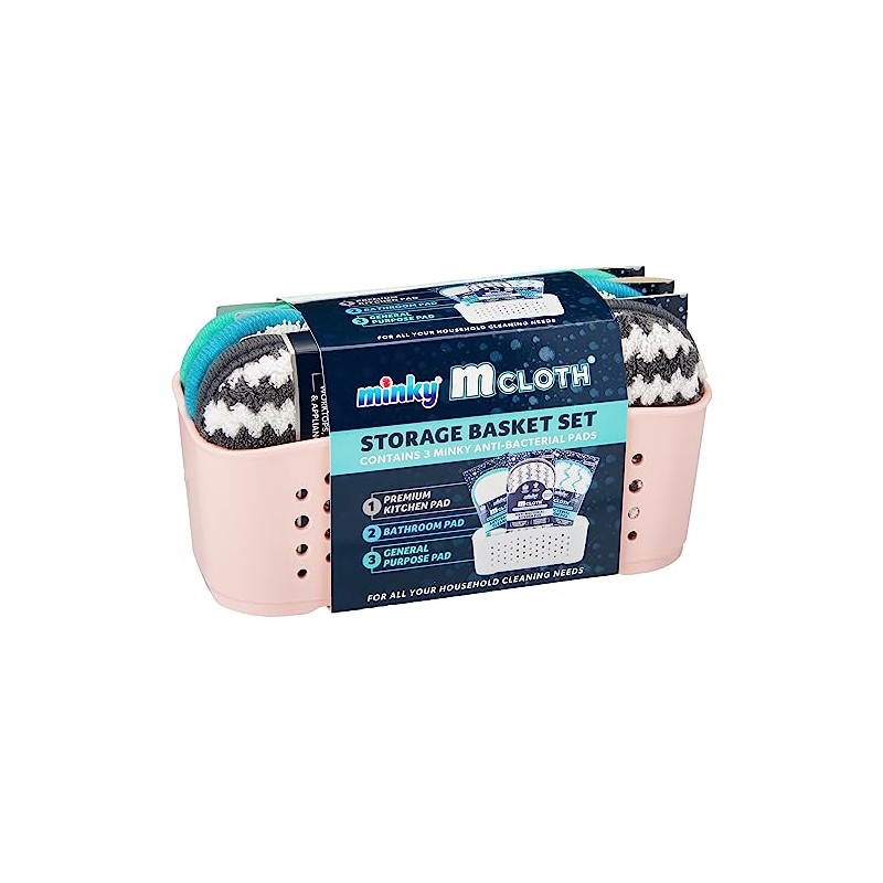 Minky Pink M Cloth Storage Basket Set