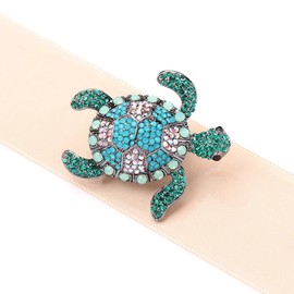 GKDFK Turtle Brooch for Women Crystal Rhinestone Sea Animal Lapel Pin Dress Coat Jacket Blue Green Jewelry Ocean Themed Gift for Beach Lovers