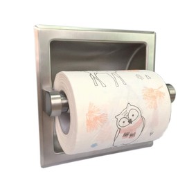 M2cbridge 18/8 Stainless Steel Hotel Style Brushed Nickel Recessed Bathroom Toilet Paper Holder with Rear Mounting Bracket for Wooden/Cement Wall