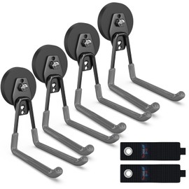 3-H Heavy Duty Magnet Garage Hooks 4 Pack, Extra Large Strong Magnetic Hooks for Hanging Cordless Power Drill, Utility Magnetic Tool Holder for Metal Cabinet, Steel Pegboard, Toolbox, Garage(Grey)