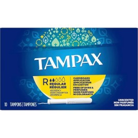 Tampax 5 x Tampax Tampons Regular Absorbency, Unscented 10 Ct with Cardboard Applicator