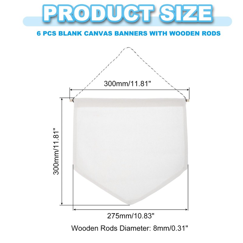 PATIKIL 6Pcs Blank Canvas Banner, Enamel Pin Wall Display Hanging