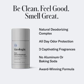 Geologie Hana Natural Deodorant | Jasmine + Clove Scent for Men & Women | Sensitive Skin Safe | Aluminum-Free, Baking Soda-Free, Dermatologist Tested, Vegan, Sulfate-Free, Paraben-Free | (2.6 oz)
