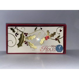 Papyrus Boxed Christmas Cards - Gold Leaves Cranberries 16ct