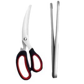 Korean Barbecue Scissors Clip Set: BBQ Scissors BBQ Tongs Stainless Steel Kitchen Cooking Pissa Scissors Grill Tongs Non Slip Kitchen Cooking Grill Food Tongs Buffet Serving Tongs