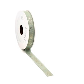 Vivant Gift Ribbon Decorative Ribbon Merry Christmas 5 m x 15 mm Christmas Gift Ribbon for Christmas Gifts (Green)