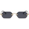 RUNHUIS Retro Rimless Rectangular Sunglasses for Women Men Vintage Hexagon