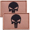 Bluyellow 2-Piece Tan Skull Patch Set, Embroidered Military Patches with