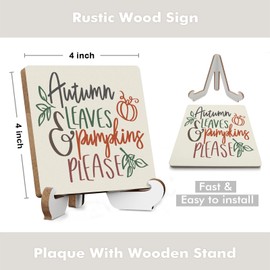 Pumpkin Autumn Thanksgiving Fall Decor Rustic Wooden Desk Decor Autumn Quotes for Home Farmhouse Office Bathroom Kitchen Bedroom Table Seasonal Harvest Decoration Plaque with Wood Stand