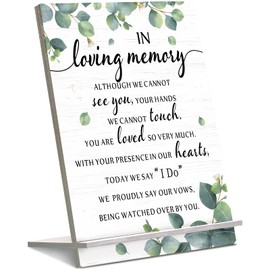 Chunful in Loving Memory Wedding Sign Acrylic Memorial Table Sign for Wedding Wooden Decor for Ceremony and Reception(Fresh)