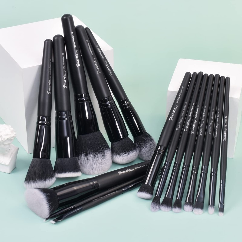 Bueart Design 16Pcs ULTRA SOFT Black labeled DENSE HAIR Makeup