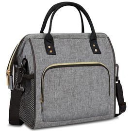 IDEATECH Large Insulated Lunch Bags for Work, Leakproof Lunch Box for Women & Men, Lunch Tote Cooler Bags with Adjustable Shoulder Strap for Teacher, Nurse, Mom, Womens Lunchbox Gifts (Grey)