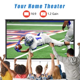 LopBast Screen Projector Screen with Stand 108-INCH Indoor Outdoor 16:9 1.2 Gain PVC Movie Projection Screen 4K 8K 3D Ultra HD HDR Wrinkle-Free Design for Home Theater Movie Theatre Cinema Office Game