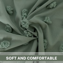 Siiluminisoy Small Stall Green Boho Shower Curtain Woven Fabric Cute Shower Curtain, 36 x 72 Tufted Pleat Floral Textured Modern Farmhouse Minimalist Shower Curtain Set with Hooks for Bathroom