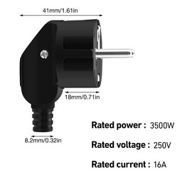 Lotvic 6 pieces Schuko plug, 16 A Schuko plug, plug 250 V, earthing contact plug with kink protection sleeve, earthing contact plug, durable, can be used for 8-10 mm cables, DIY rewireable, black