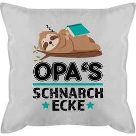 Cushion 50 x 50 cm - Grandpa Snoring Corner I Snoring Place Gift for Grandpas Best Grandpa Sloth - 50 x 50 cm - Grey - Snoring with Filling Cushion Cover Filling