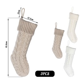 Generisch 3 Stück Weihnachtsstrumpf, Nikolausstrumpf Groß, 45.8 cm, mit Zopfmuster, Nikolaus socken personalisiert, Weihnachtssocken Kamin, Weihnachtsstrümpfe für Weihnachtsdeko