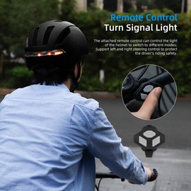 Cycle Helmet with LED Turn Signal Breathable & Comfortable Intelligent Safety Helmet Waterproof with Front & Rear Light Multiple Light Modes Remote Controller for Men Women Bike Electric Scooter Cycle
