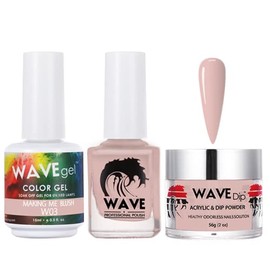 WAVEGEL Soak-Off Gel, Nail Lacquer & Acrylic/Dip Powder Matching Set - Simplicity Collection - #W03 Making Me Blush