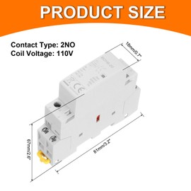 sourcing map AC Contactor 20A 2 Pole 2NO 110V Load and Lighting Circuit Control DIN Rail Mount