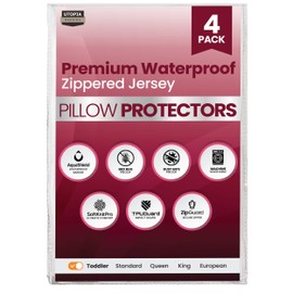 Utopia Bedding Set of 4 Waterproof Pillow Protectors with Toddler Size (White), Ultra Soft Pillow Covers, Bed Bug and Dust Mite Proof Pillow Encasements, Moisture Wicking Pillow Cases