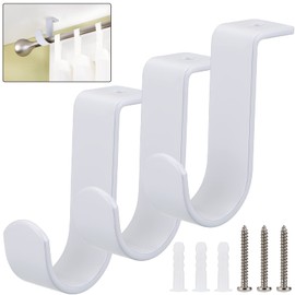 Sumnacon 3Pcs Ceiling Mount Curtain Rod Brackets,Metal Single Curtain Rod Hanging Brackets for 5/8-1Inch Rod,Heavy Duty Rod Brackets for Living Room Bedroom Curtain Drapery Rod, White