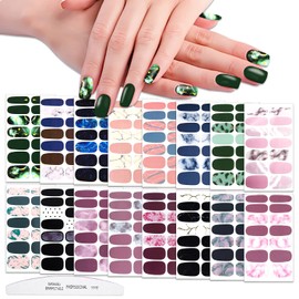 WOKOTO 16 Sheets Marble Nail Polish Stickers Full Wraps, Gradient Gel Nail Strips for Women Gel Nail Art Stickers Full Cover Nail Polish Strips Stick On Nails Protector Nail Color Strips