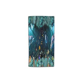 AOYEGO Dolphin Hand Towel Ocean Sea Fish Coral Reef Underwater World Towel 15x30 Inch Kitchen Bathroom Soft Microfiber Face Towel for Men Women