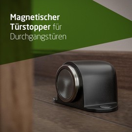 Amig - Magnetic Door Stopper | Holder with Strong Magnet | Easy Floor Mounting | Includes Mounting Material | Black | 44 x 40 mm | Zamak