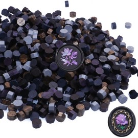 600Pcs Wax Seal Beads, Black Sealing Wax Beads for Wax Seal Stamp, Antique Gold Wax Seal Beads Set with 6 Colors, Perfect for Gift Sealing, Letter Sealing, Envelopes Sealing (Black)