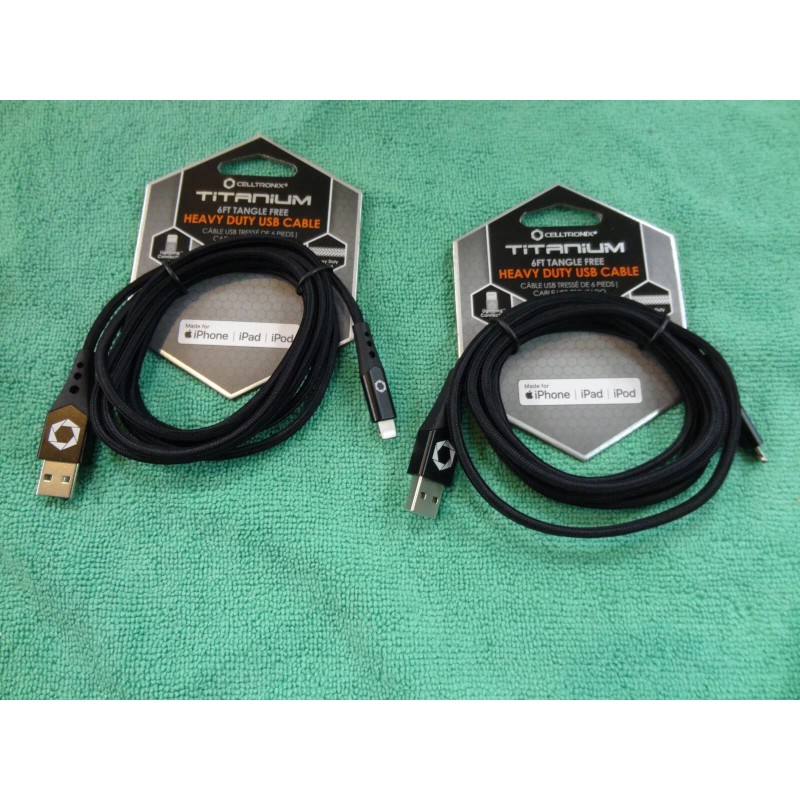 Celltronix 2X Celltronix Titanium 6ft Tangle Free Heavy Duty USB