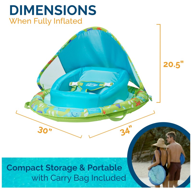 SwimWays Baby Spring Float with Adjustable Canopy, Green Octopus