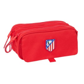 Safta ATLÉTICO DE Madrid Pencil Case with Three Compartments for Children, Ideal for School-Age Children, Comfortable and Versatile, Quality and Resilience, 21.5 x 8 x 10 cm, Red, Estándar,, red,
