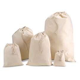 Cotton bag with drawstring, various sizes, Extra Small 14cm x 20cm 1 Litre