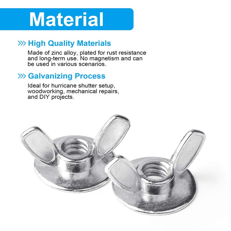 Aiwaiufu 1/4"-20 Wing Nuts with Washers Base – Zinc Plated