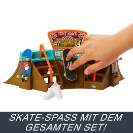 HOT WHEELS Skate Stadium Skatepark - 360 Degree Design, Tony Hawk Fingerboard, Removable Skate Shoes, Expandable, for Children Aged 5 and Above, HPG34