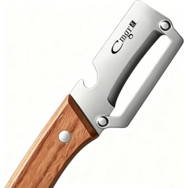 2-in-1 Vegetable Peeler Bottle Opener, Stainless Steel Wood Handle | Great for home, BBQ & camping, 2-in-1 peeler peels produce and opens bottles easily